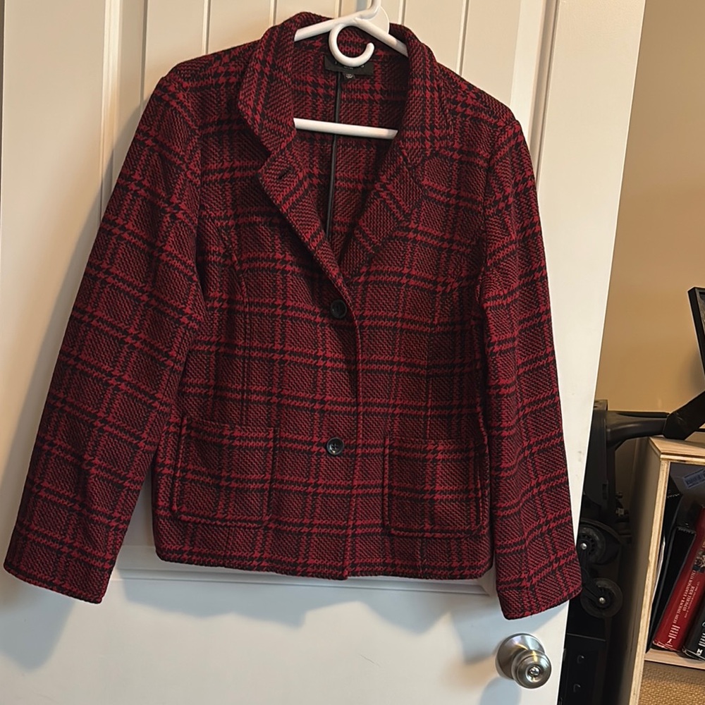 Talbots Red Plaid Women's Blazer. Size 14P.